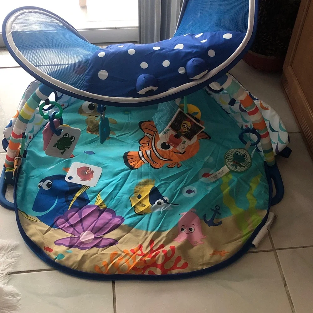 Disney Blue Baby Play Mat with Ocean Print and Canopy